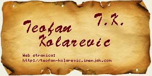 Teofan Kolarević vizit kartica